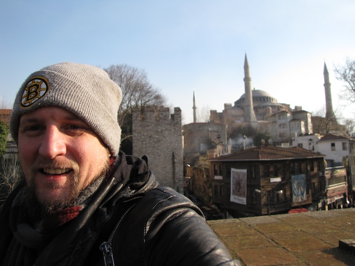 This is  a picture of Tony with the Hagia Sofia in the background